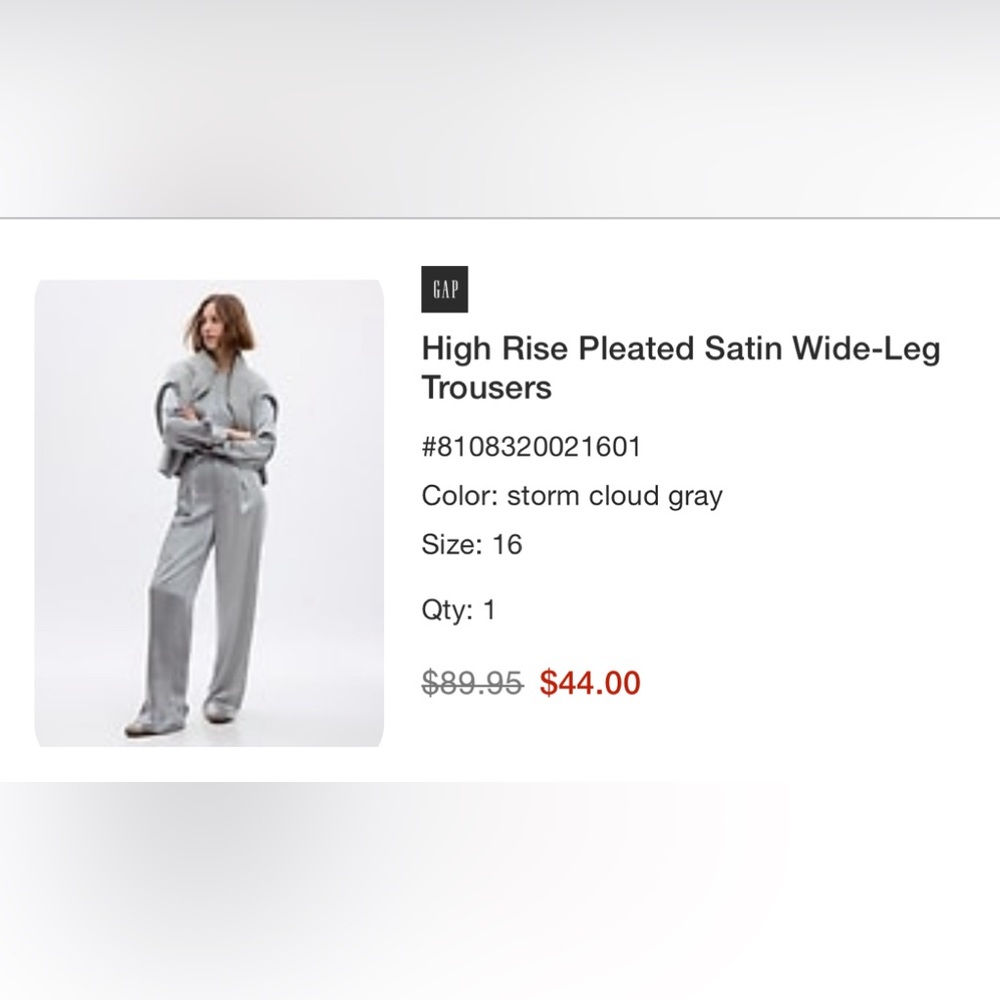 Gap High Rise Pleated Satin Wide-Leg Trousers